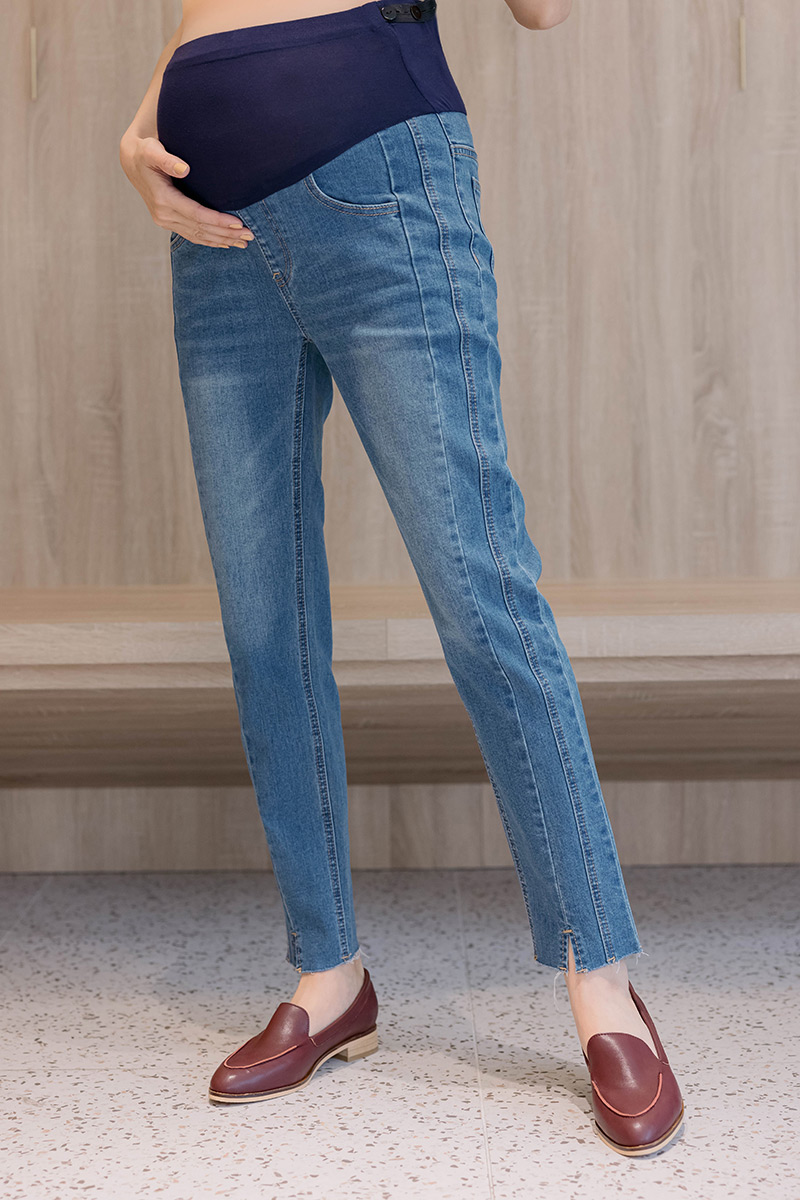 孕婦彈性側開衩Bootcuts褲