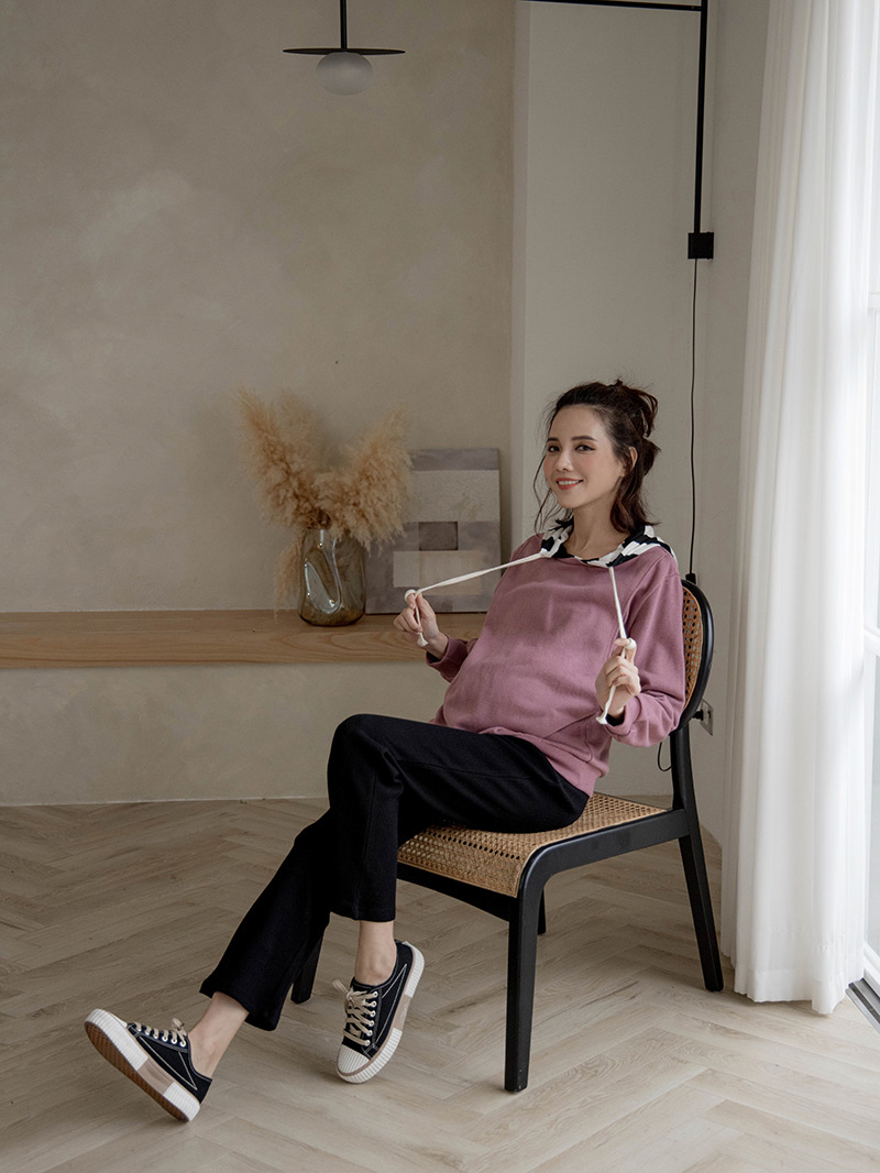 韓國空運。編織格紋瑜珈腰針織棉褲