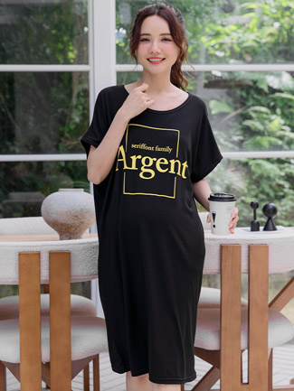 孕婦裝。Argent配色印字薄棉洋裝