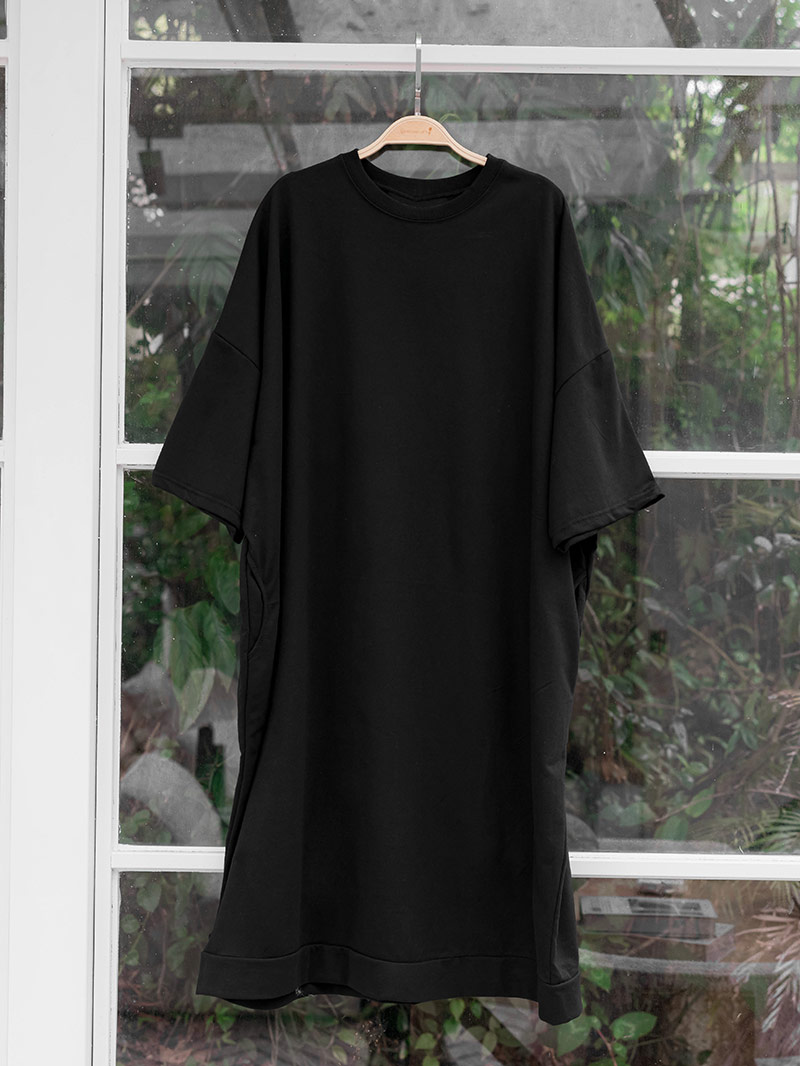 韓國空運。休閒素面六分袖側袋寬版洋