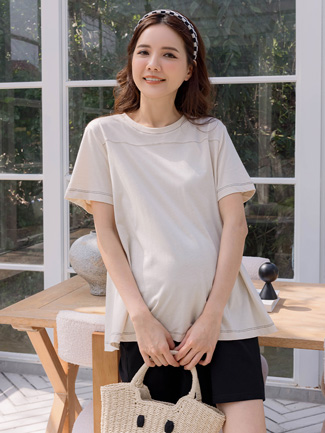 孕婦裝。微傘勾勒線滑棉上衣(薄)