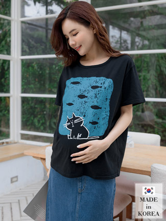 韓國空運。貓咪小魚兒棉上衣