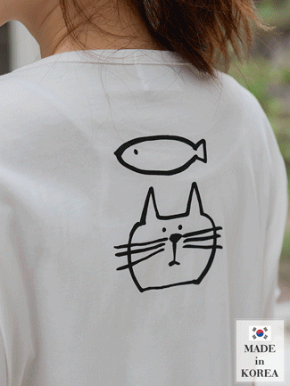 韓國空運。貓咪小魚兒棉上衣