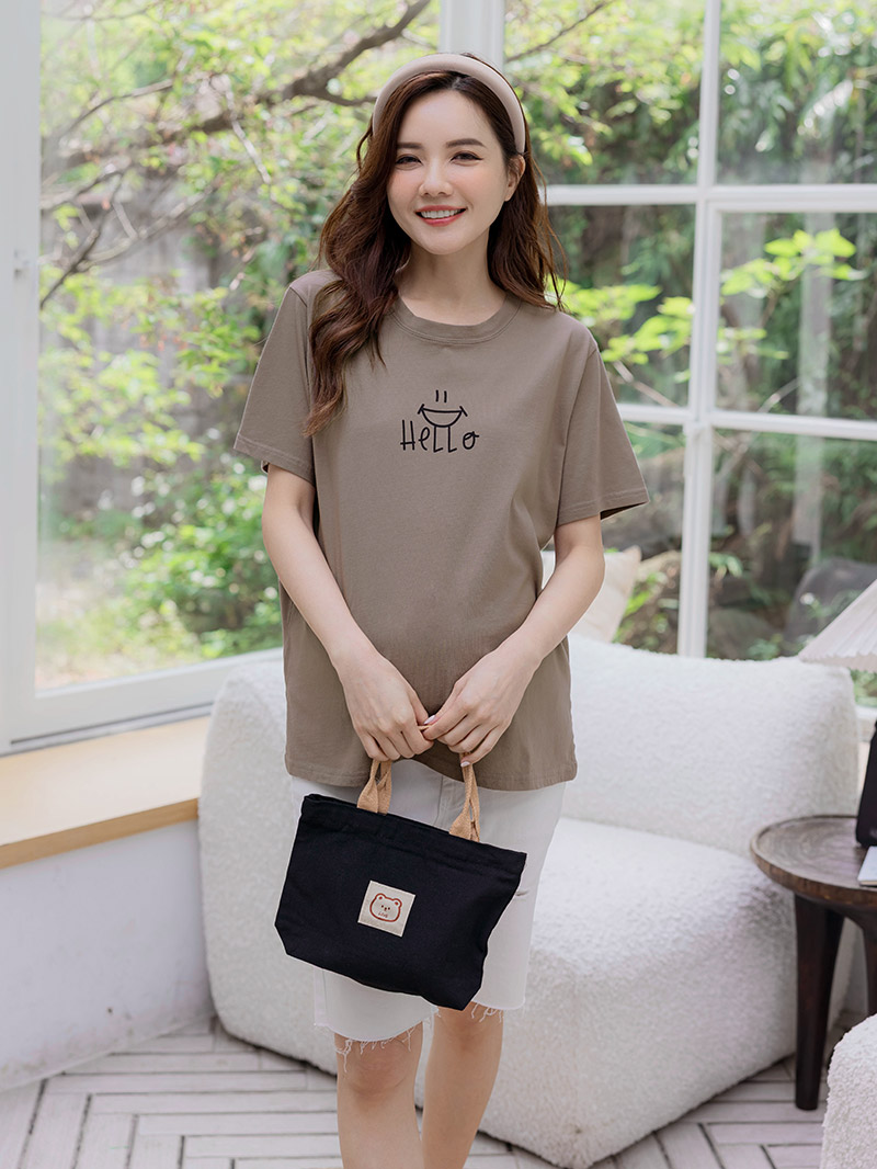 韓國空運。Hello微笑側衩棉上衣