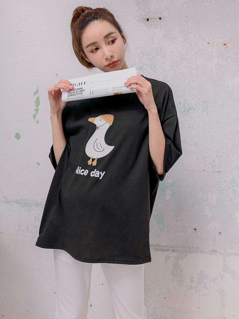 韓國空運。戴帽白鵝Nice day 棉上衣