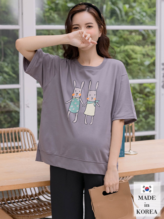 韓國空運。牽手兔兔棉上衣