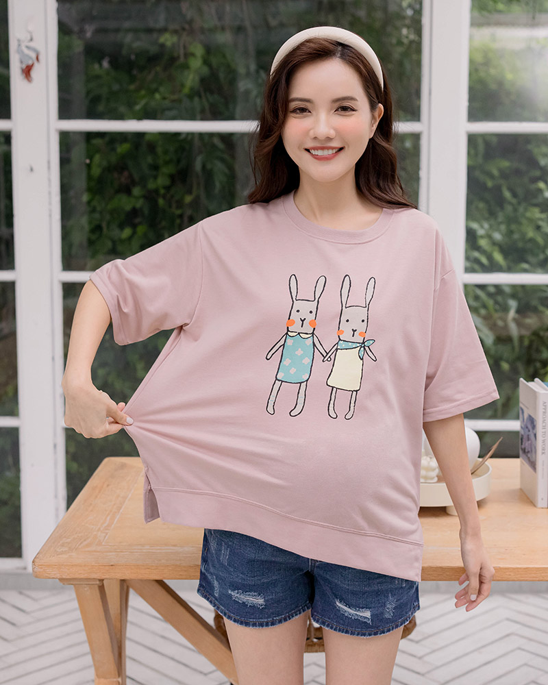 韓國空運。牽手兔兔棉上衣