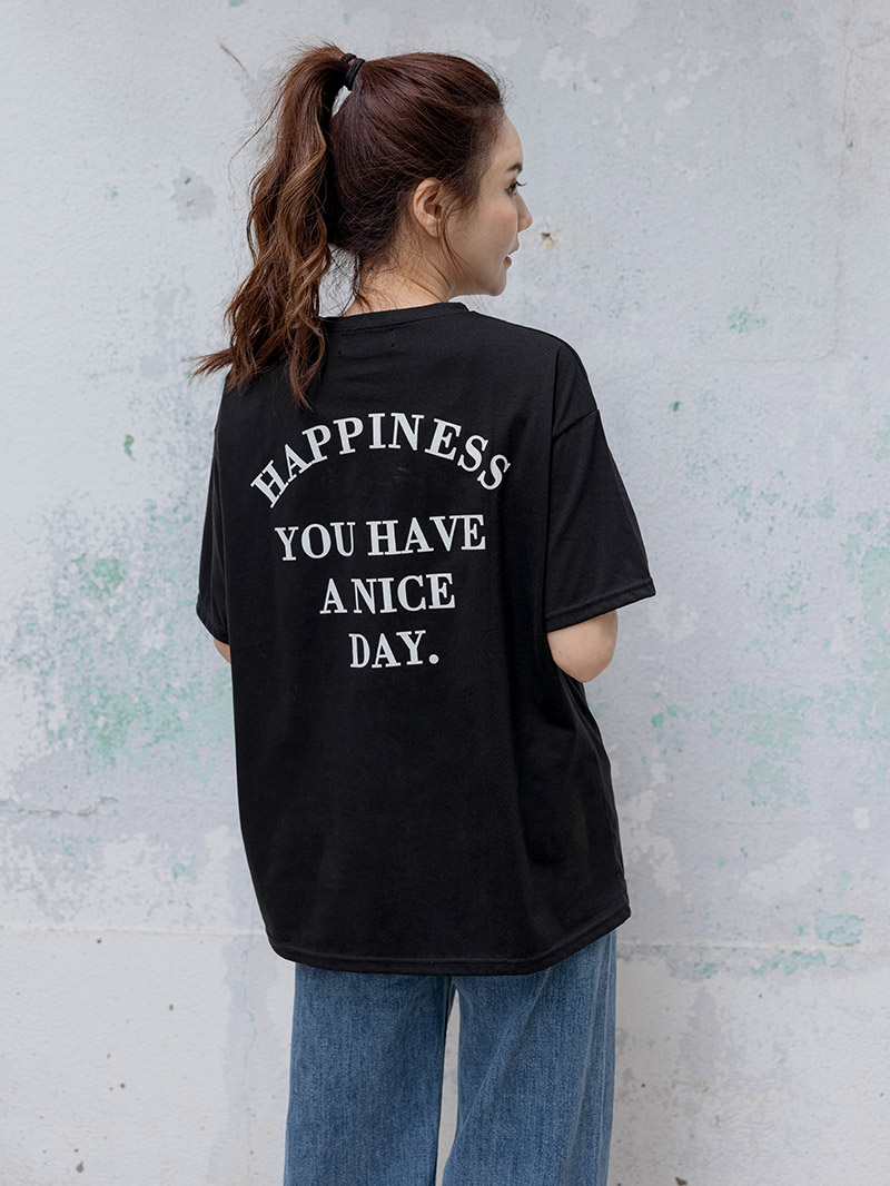 韓國空運。微笑後英字長版棉上衣(寬)