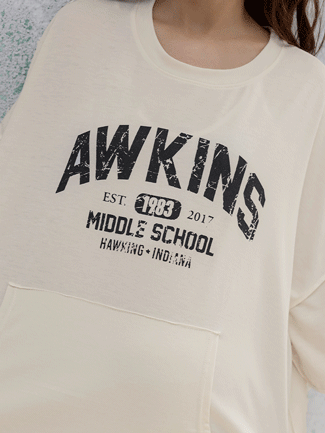 韓國空運。AWKINS反車連袖寬版棉上衣