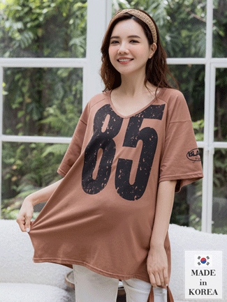 韓國空運。V領破碎印85棉上衣