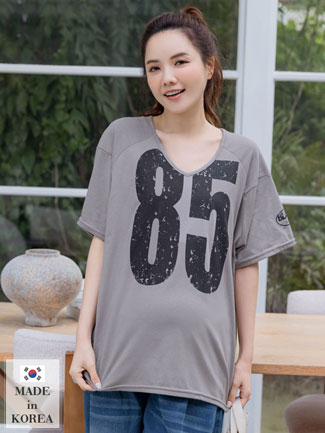 韓國空運。V領破碎印85棉上衣