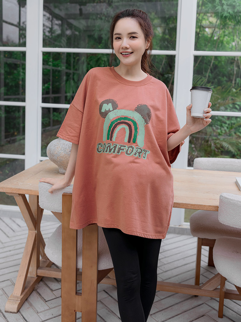 韓國空運。M年輪塗鴉長版棉上衣(寬)