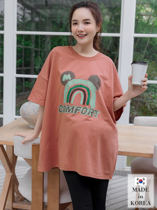 韓國空運。M年輪塗鴉長版棉上衣(寬)