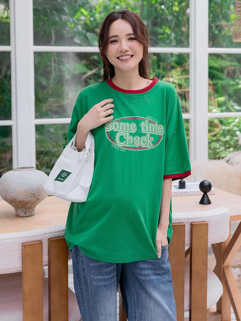 孕婦裝。美式Some time長版棉T