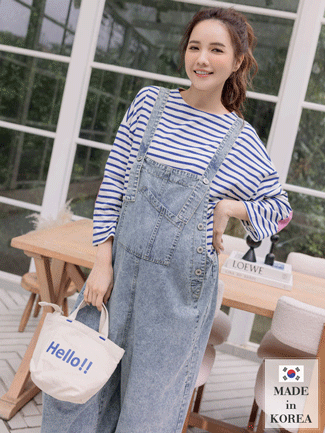 韓國空運。亮彩配色補丁條紋棉T