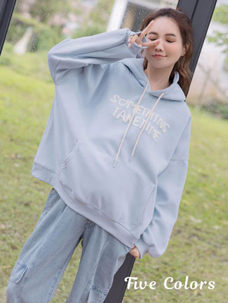 孕婦裝。連帽QQ毛立體英字棉T(暖)