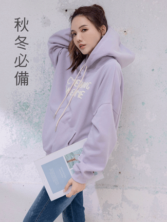 孕婦裝。連帽QQ毛立體英字棉T(暖)