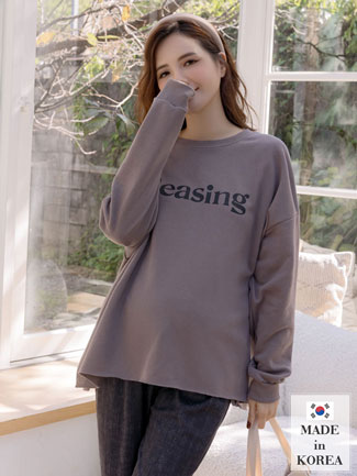 韓國空運。印英字不收邊側衩棉T(寬版)