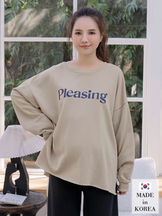 韓國空運。印英字不收邊側衩棉T(寬版)