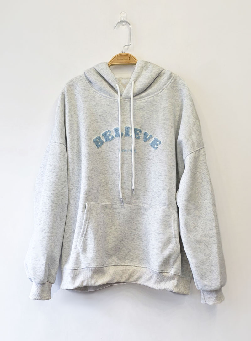 孕婦裝。連帽QQ英字BELIEVE棉T