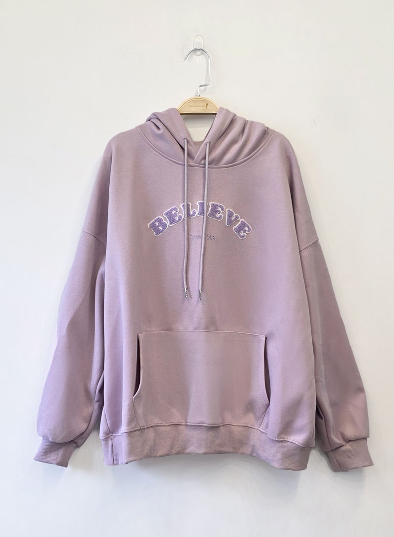 孕婦裝。連帽QQ英字BELIEVE棉T