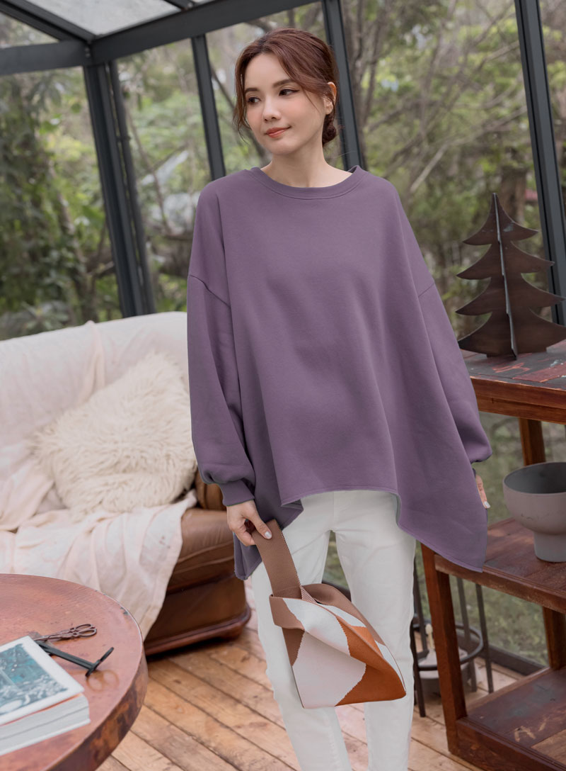 孕婦裝。下U圓襬內磨毛厚棉T(暖)