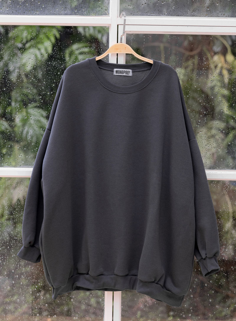 韓國空運。素面側袋鋪棉長版棉T(厚暖)