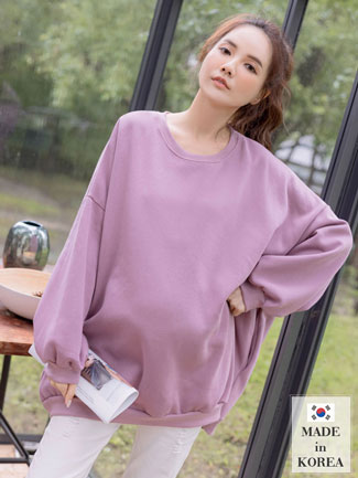 韓國空運。素面側袋鋪棉長版棉T(厚暖)