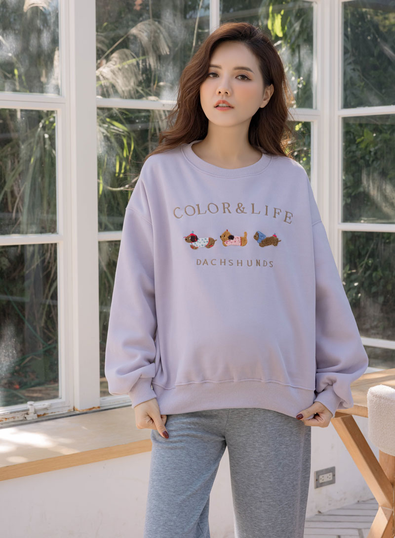 孕婦裝。三隻狗狗寶寶絨棉T(厚暖)