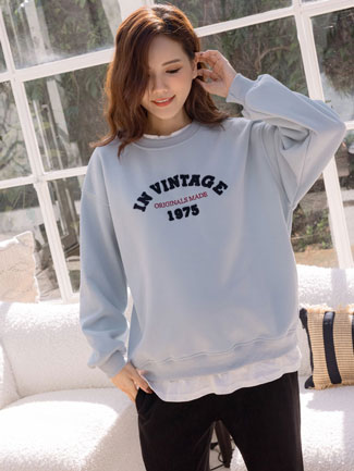 孕婦裝。假二件拼接1975寶寶絨棉T(厚暖)