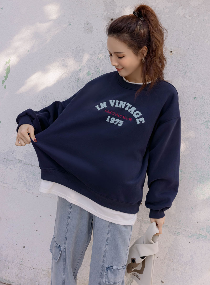 孕婦裝。假二件拼接1975寶寶絨棉T(厚暖)