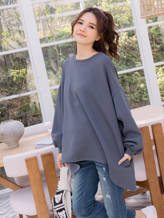 孕婦裝。收邊U襬內磨毛厚棉T(暖)