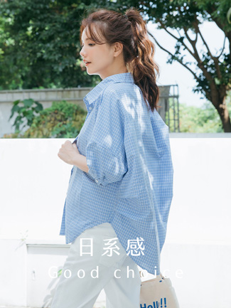 孕婦裝。後立體摺鏤空六分袖襯杉