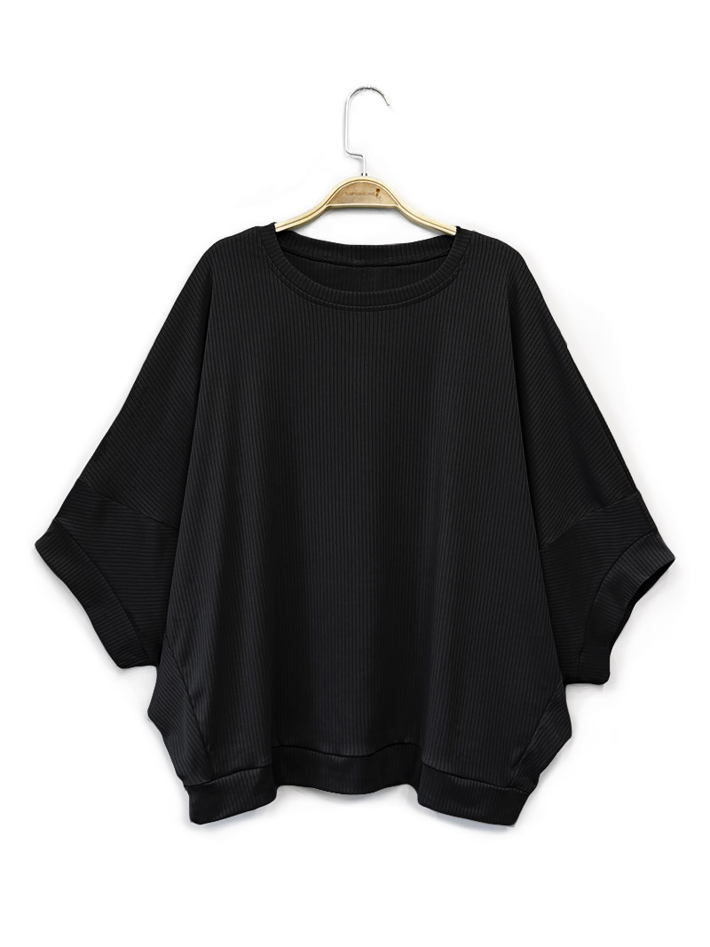 孕婦裝。絲光坑條飛鼠連袖上衣(彈)