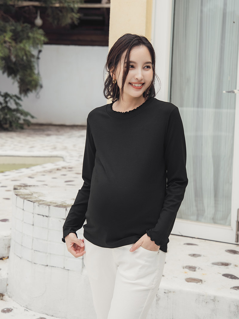 韓國空運。立體配色捲邊內搭棉T(彈)