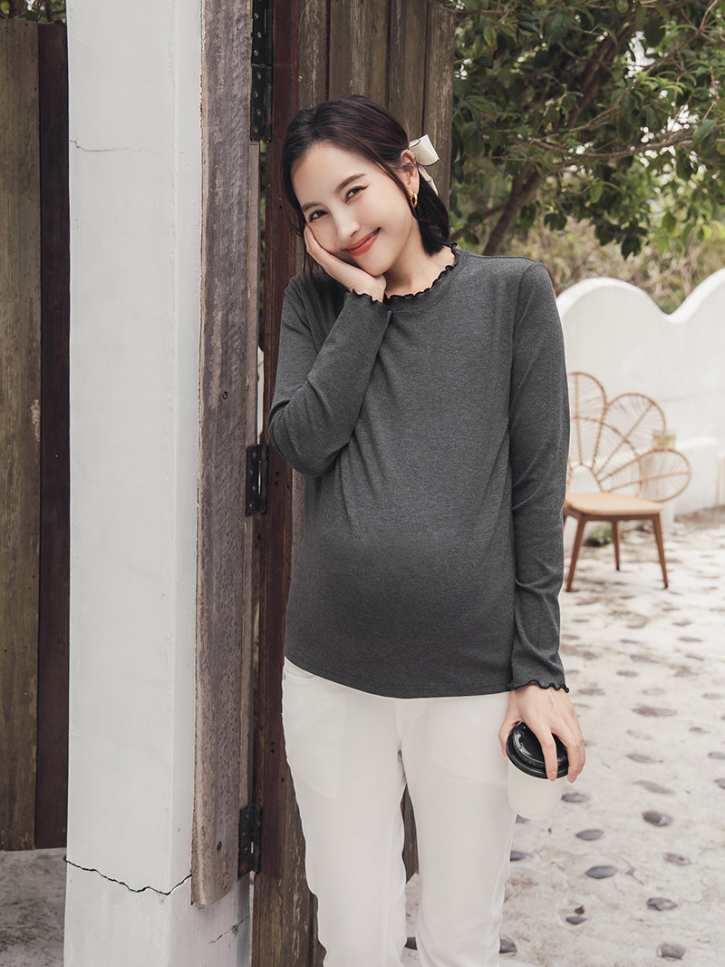 韓國空運。立體配色捲邊內搭棉T(彈)