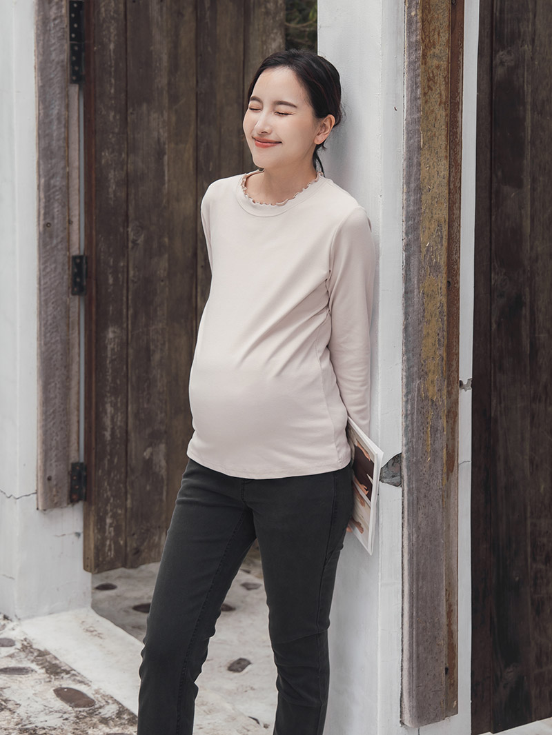 韓國空運。立體配色捲邊內搭棉T(彈)