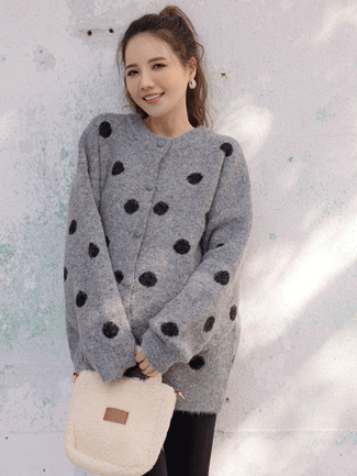 孕婦裝。點點圓壓釦針織外套(厚暖)