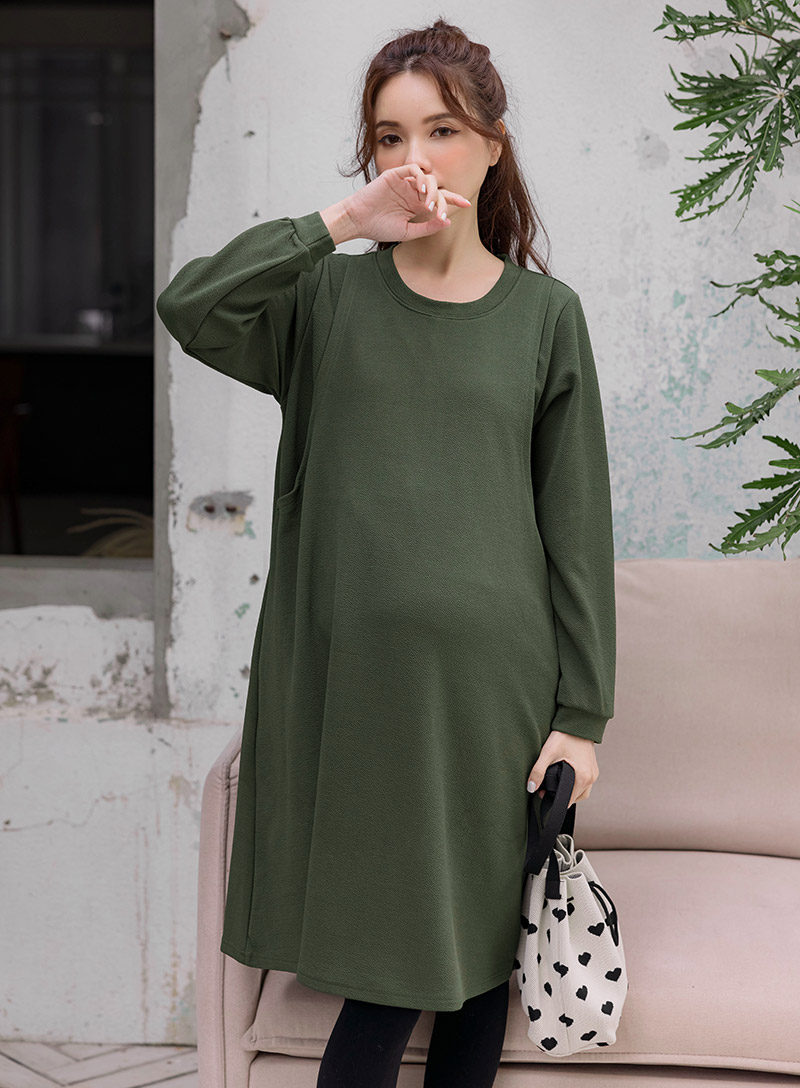 哺乳裝。斜紋側袋A字傘側掀哺乳洋
