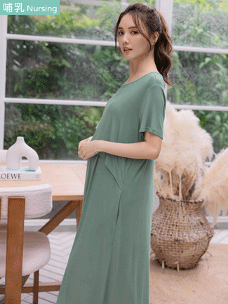 哺乳裝。莫代爾棉上掀哺乳長洋(薄彈)