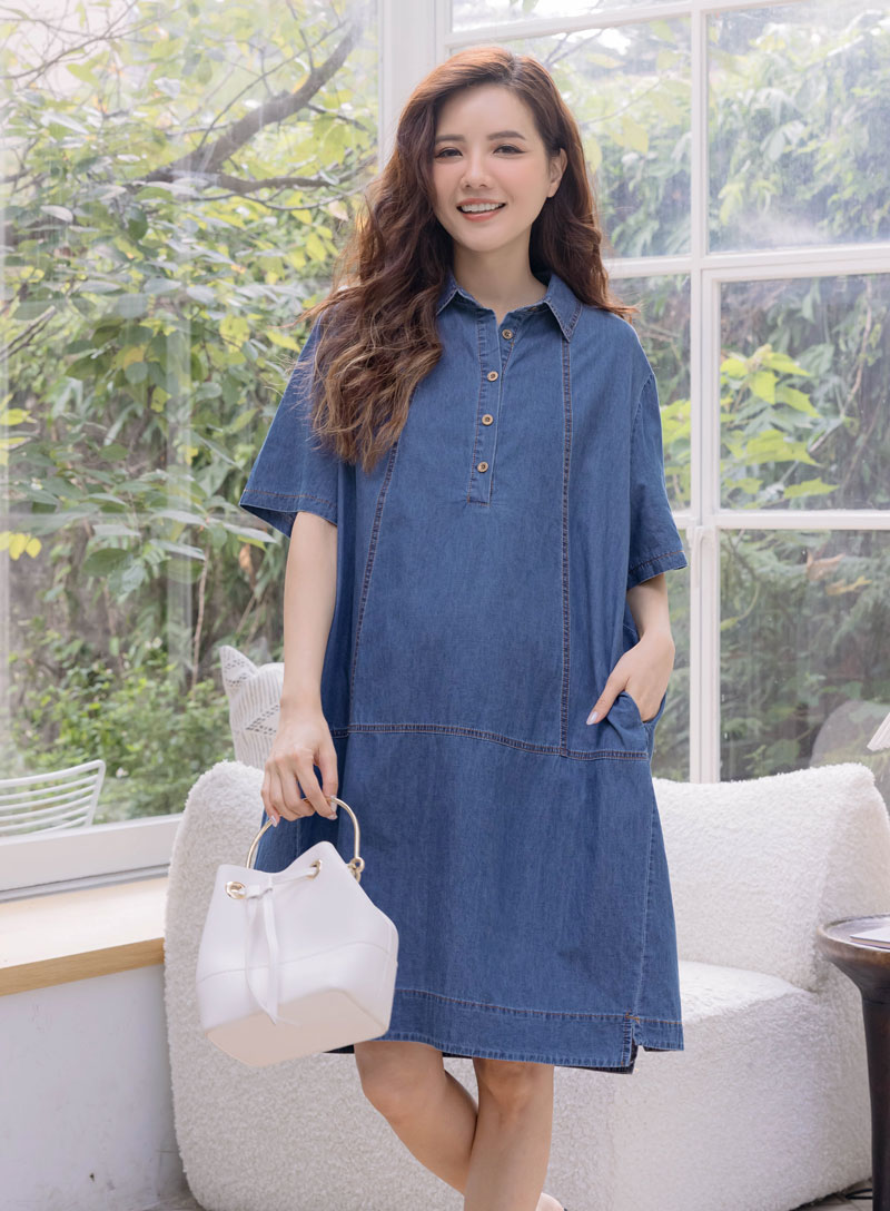 棠棠媽咪孕婦裝,孕婦洋裝,春夏,軟料牛仔