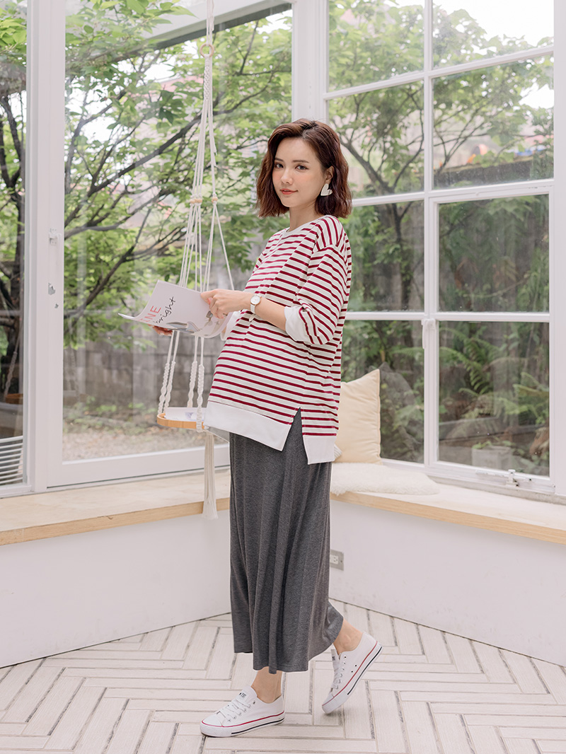 棠棠媽咪孕婦裝,條紋,百搭款,棉