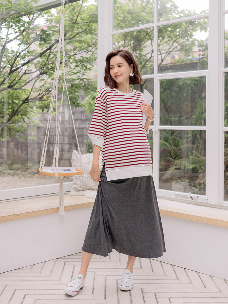 棠棠媽咪孕婦裝,條紋,百搭款,棉