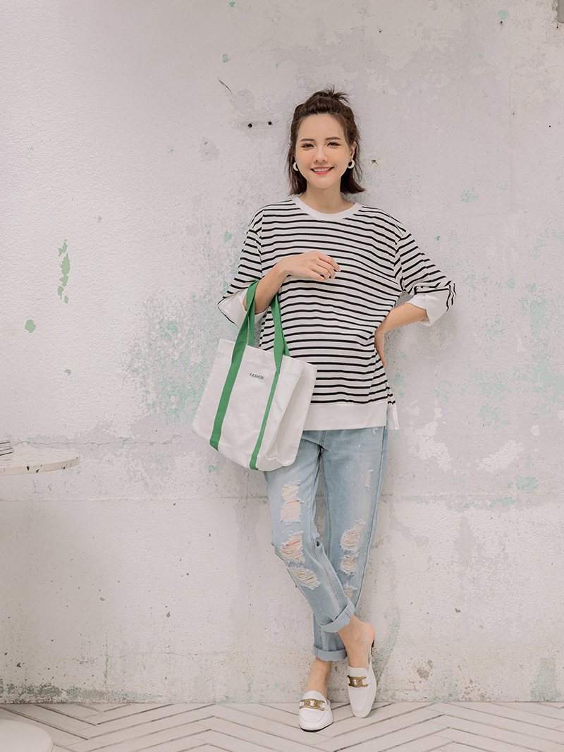 棠棠媽咪孕婦裝,條紋,百搭款,棉