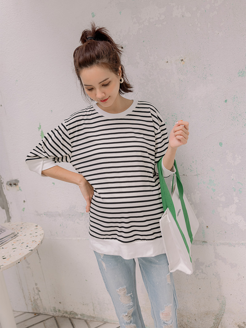 棠棠媽咪孕婦裝,條紋,百搭款,棉