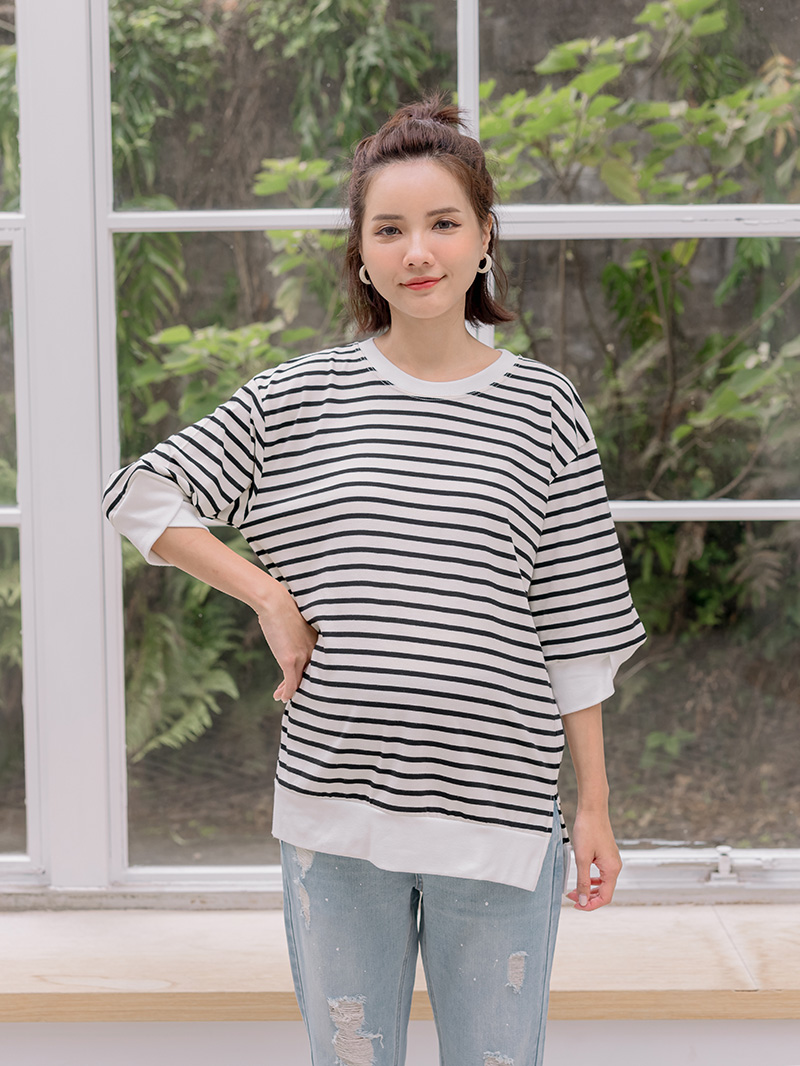 棠棠媽咪孕婦裝,條紋,百搭款,棉