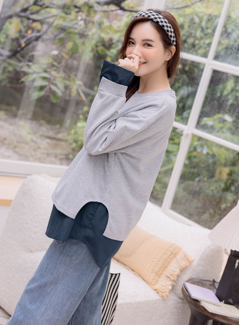 棠棠媽咪孕婦裝,孕婦上衣,假二件,秋冬,孕婦首選