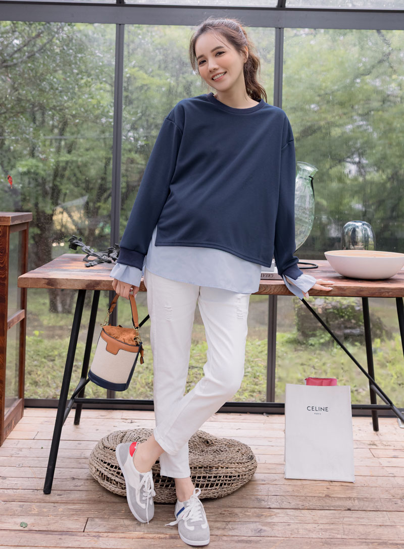 棠棠媽咪孕婦裝,孕婦上衣,假二件,秋冬,孕婦首選