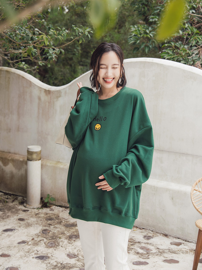 棠棠媽咪孕婦裝,韓國空運,大學t,微笑,孕婦穿搭,孕婦裝哪裡買