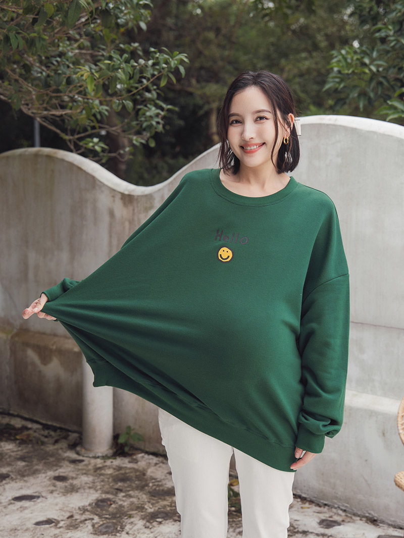 棠棠媽咪孕婦裝,韓國空運,大學t,微笑,孕婦穿搭,孕婦裝哪裡買